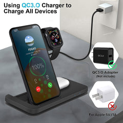 3in1 Wireless Fast Charger Dock Station iPhone